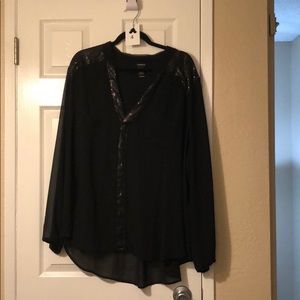 Black sequin detailed blouse